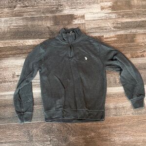 Men's Polo Black Quarter-Zip Sweater